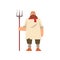 Peasant in Historical Costume with Pitchfork, Medieval Character Vector Illustration