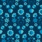 Peasant style simple floral pattern on blue color.
