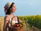 Peasant woman with basket of apples