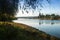 A peaseful walk along a lagoon in summer