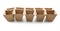 Peat pots kit for gardening on white background