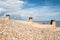 Pebble beach, breakwater in Eastbourne, East Sussex, England