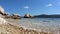 Pebble beach close-up on Lefkada island in Greece