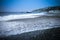 Pebble beach in Cyprus. Seascape. Toned