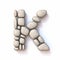 Pebble font Letter K 3D