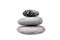 Pebble pile on white background isolated close up, stack of balanced zen stones, smooth sea pebbles pyramid, cobblestones tower