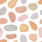 Pebble seamless pattern. Beach pebble stones background. Sea or river smooth rocks repeating wallpaper. Vector
