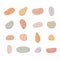 Pebble stones collection. Different beach pebbles shape set. Various forms of smooth rocks. Sea or river pebbles. Vector