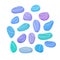 Pebble stones collection. Different beach pebbles shape set. Various forms of smooth rocks. Sea or river pebbles. Vector
