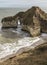 Pebbled beach and dramatic cliffs at Flamborough Head in Yorkshire.