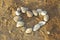 Pebbles heart on the sand