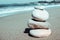 Pebbles stack balance on the beach