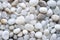 pebbles texture background, closeup white smooth stones