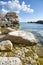 Pebbles in water at Cape Tarhankut. Crimea. Black sea