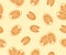 Pecan nut, nutty, plant, food and meal, seamless vector background, pattern