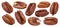 Pecan nuts isolated on white background with clipping path