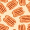 Pecan nuts. Seamless background.