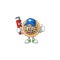 Pecan pie mascot with plumber on white background