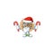 Pecan pie mascot with santa bring candy on white background