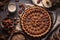 Pecan pie. Traditional pastries. American cuisine. Generative AI