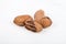 Pecans nuts on white background.