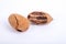 Pecans nuts on white background.