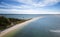 Peconic and Great Peconic bay meet at Nassau Point drone view