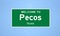 Pecos, Texas city limit sign. Town sign from the USA.