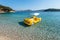 Pedal boat on the Twin Islands beach in Ksamil, Albania