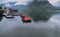 Pedal boats pier at hallstaettersee lake. Hallstatt