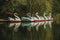 Pedal boats in the shape of swan on a lake