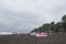 Pedal-boats with water slides on the beach