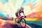 Pedal Power: A Vibrant Illustration of Bicycle Racing. Generative ai