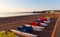 Pedalos on Devon beach of Goodrington near Paignton and Torquay