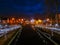 Pedastrian Bridge in Tullamore, Ireland at night