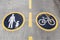 Pedesrtian and Bicycle Lanes Sign