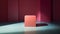 Pedestal in colorful room with shadows on the wall. Rich colored podium scene for product display