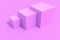 A pedestal of three cubes of different sizes. Cubes in pink pastel colors on a pink background