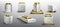 Pedestals from marble and gold for display product