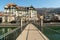 Pedestran bridge across the Aare river in Thun in Switzerland