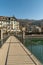 Pedestran bridge across the Aare river in Thun in Switzerland