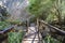 pedestrian access wooden bridge in the Portuguese village of Penha Garcia, PR3 circuit.