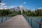 Pedestrian bridge in Banff in summer