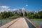 Pedestrian bridge in Banff in summer