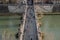 Pedestrian bridge built in 134 that crosses the Tiber, with travertine balustrades