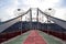 Pedestrian bridge, Kiev, Ukraine. Winter cityscape.