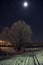 Pedestrian bridge at night. Suzdal, Russia.