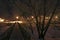 Pedestrian bridge at night. Suzdal, Russia.