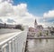 Pedestrian bridge and old Grand-Poste in Liege