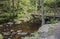 Pedestrian bridge in Padley Gorge, Derbyshire, England